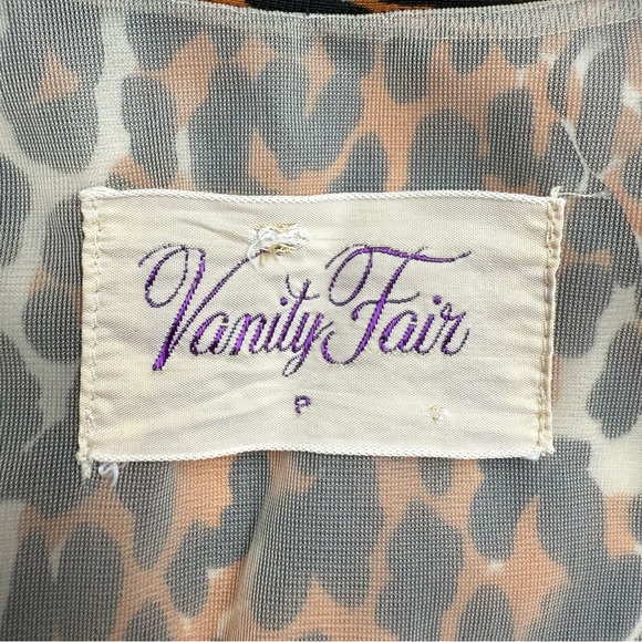 Vintage 60s Vanity Fair Black Leopard Animal Print Hostess Collar Nightgown P - Picture 7 of 9